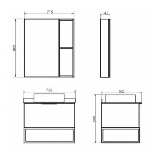 Comforty Зеркало шкаф Порто 75 00-00009231